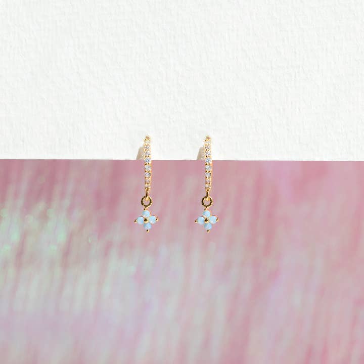 Girls Crew – wholesale Hängande örhängen – Blå Blossom Kärlek Dingla Hoops1