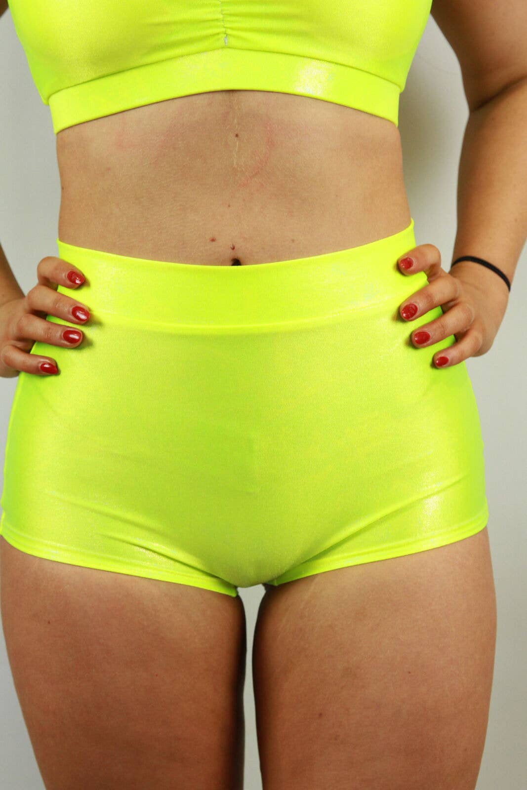 Yellow Tokyo Sparkle High Waist Cheeky Shorts - Neon City for wholesale on Faire2
