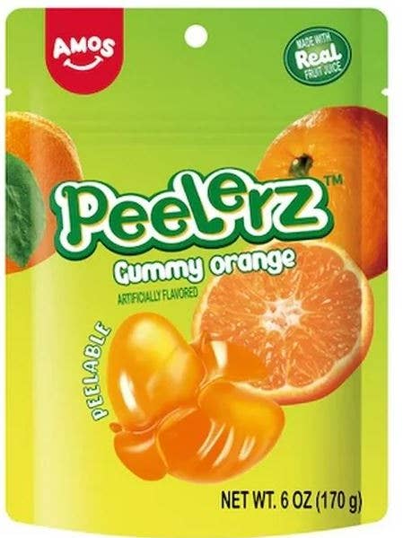 Amos Peelerz Sachet de Bonbons Gélifiés - Orange 170 g X 12 Unités pour la vente par iSweet.ca