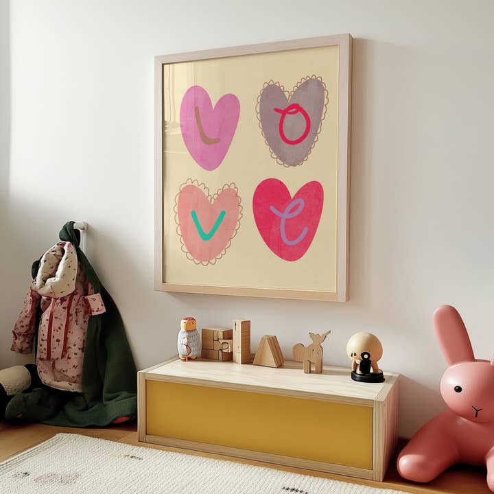 Lara and Kin – wholesale Poster – Kids & Baby – love heart poster, kids wall art, nursery decor, love print2