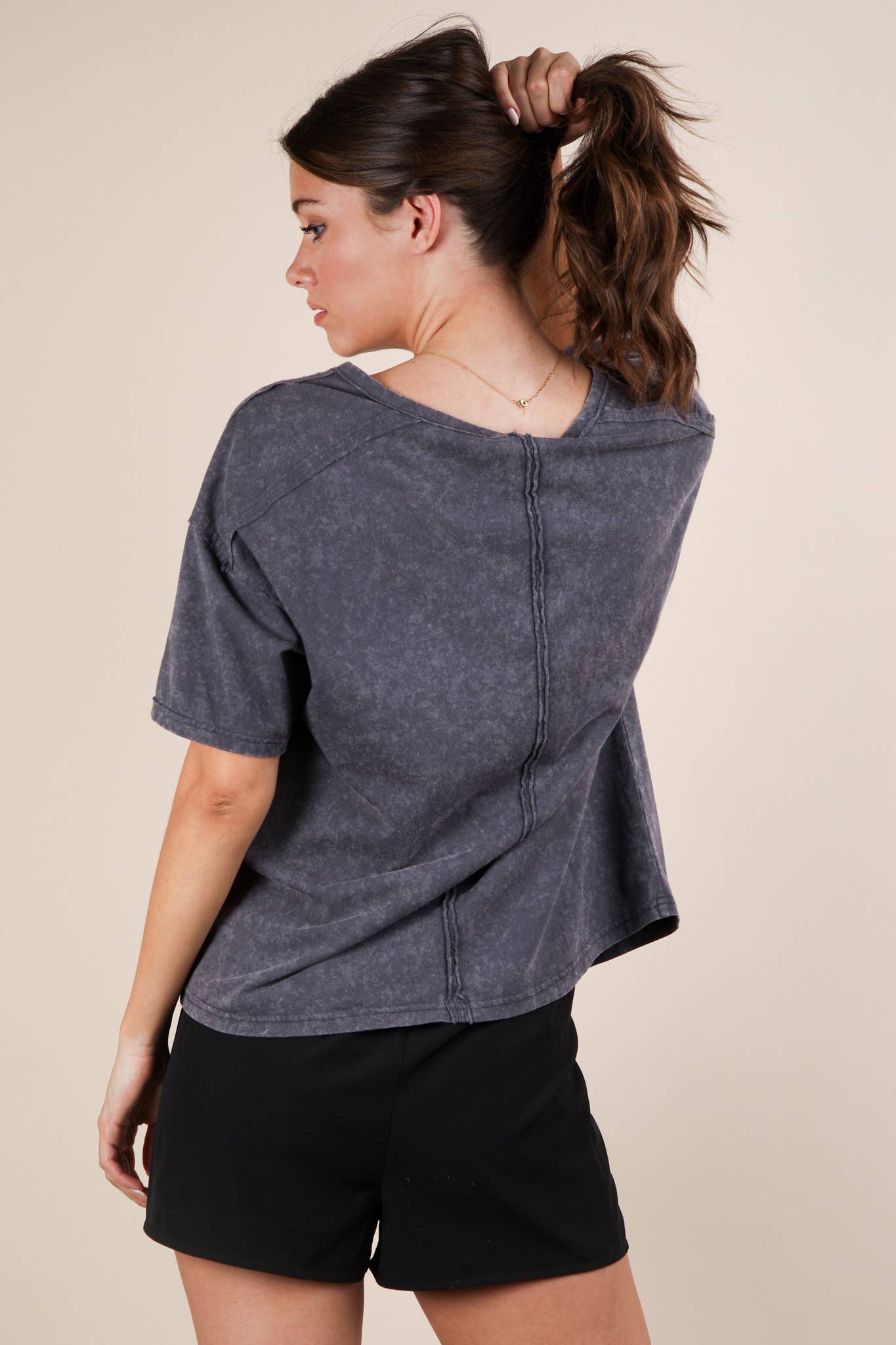 VERY J - Wholesale Knit Top - Women's - NT11108-Mineral Washed Knit Top with Pocket33