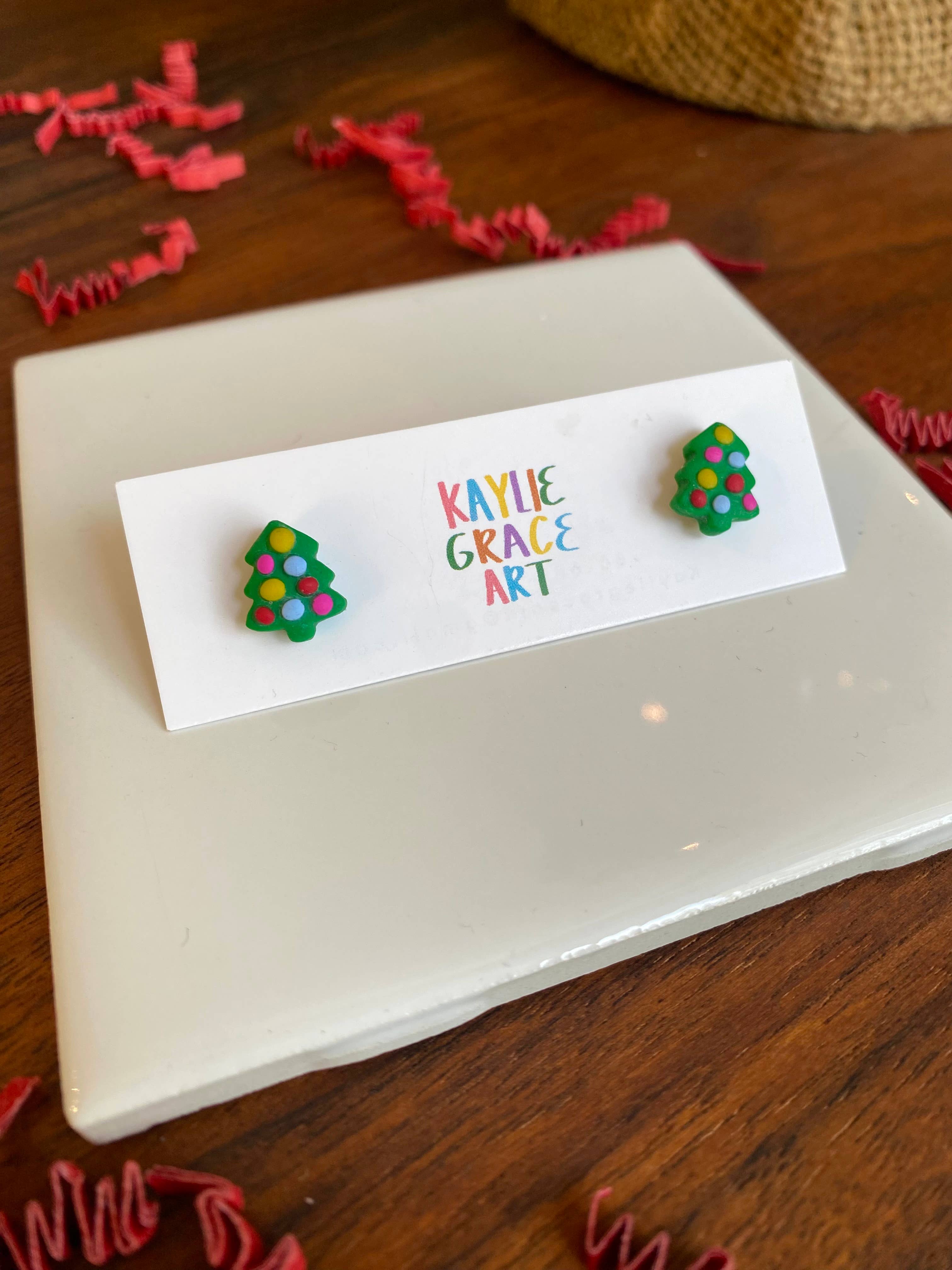 Kaylie Grace Art - Vente Clous d'oreille - Clous d'arbre de Noël fantaisistes1