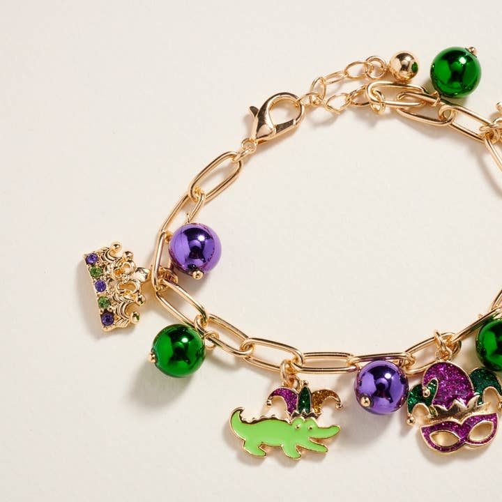 Designature New York - Wholesale Charm/Dangle Bracelet - Mixed Mardi Gras Charm Bead Chain Clasp Bracelet12