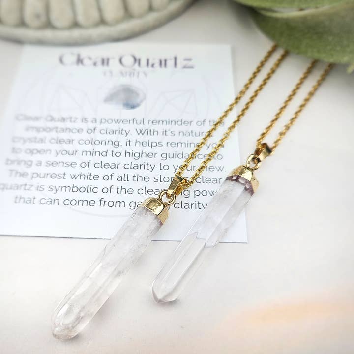 WonderLight Jewelry - Wholesale Pendant/Charm Necklace - Raw Crystal Pendulum Necklace - Clear Quartz / Clarity6