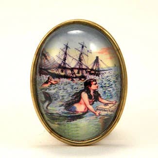 Over The Waves Mermaid Nautical Image Brooch for wholesale by B.Berish
