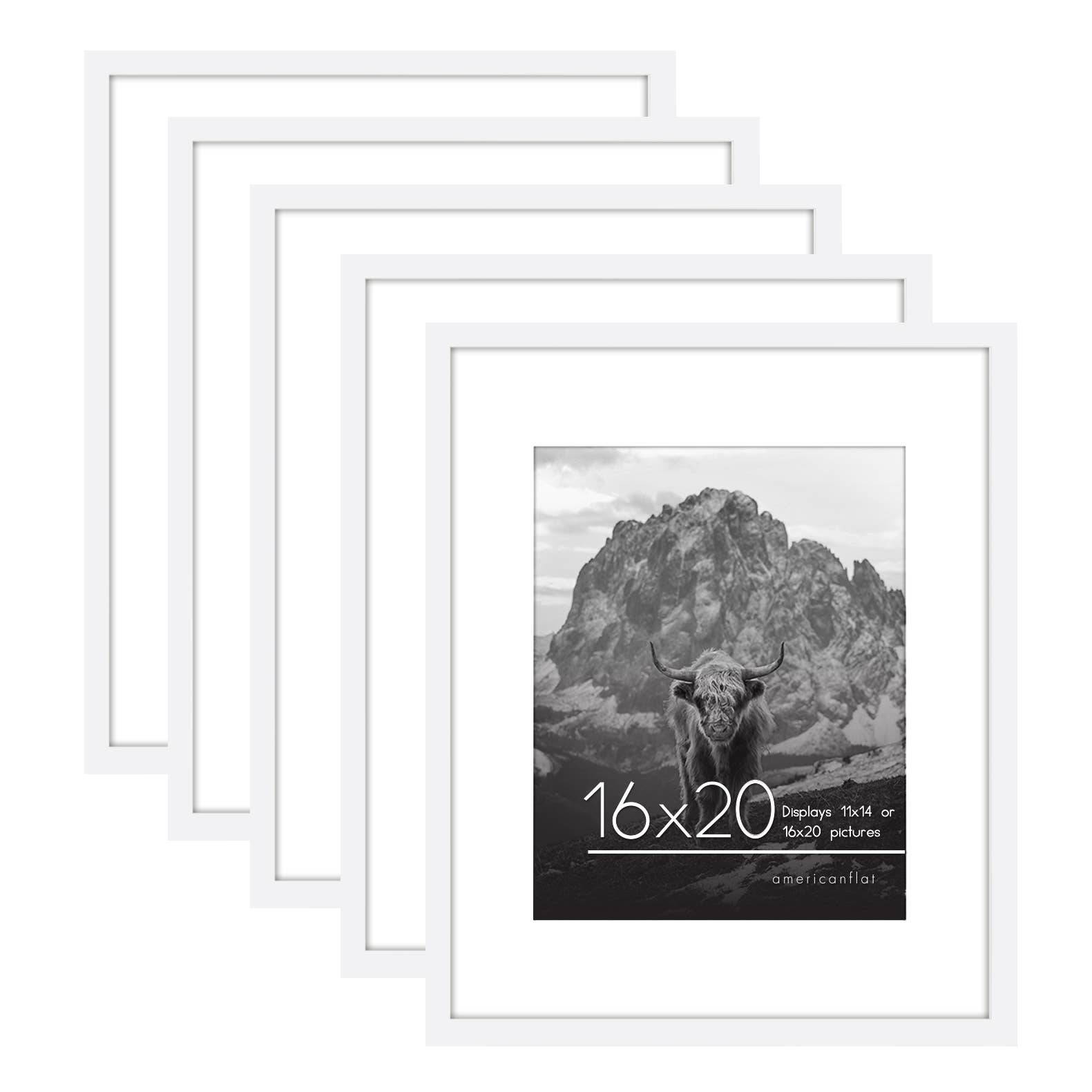 Americanflat - Wholesale Picture Frame - Americanflat Picture Frame with Mat Slim Molding (5 Pack)104