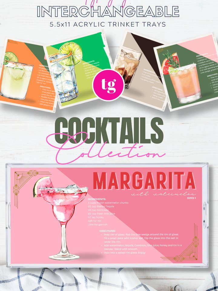 5.5x11 COCKTAILS VOL 2 trinket tray insert set of 5 for wholesale by TAYLOR GRAY