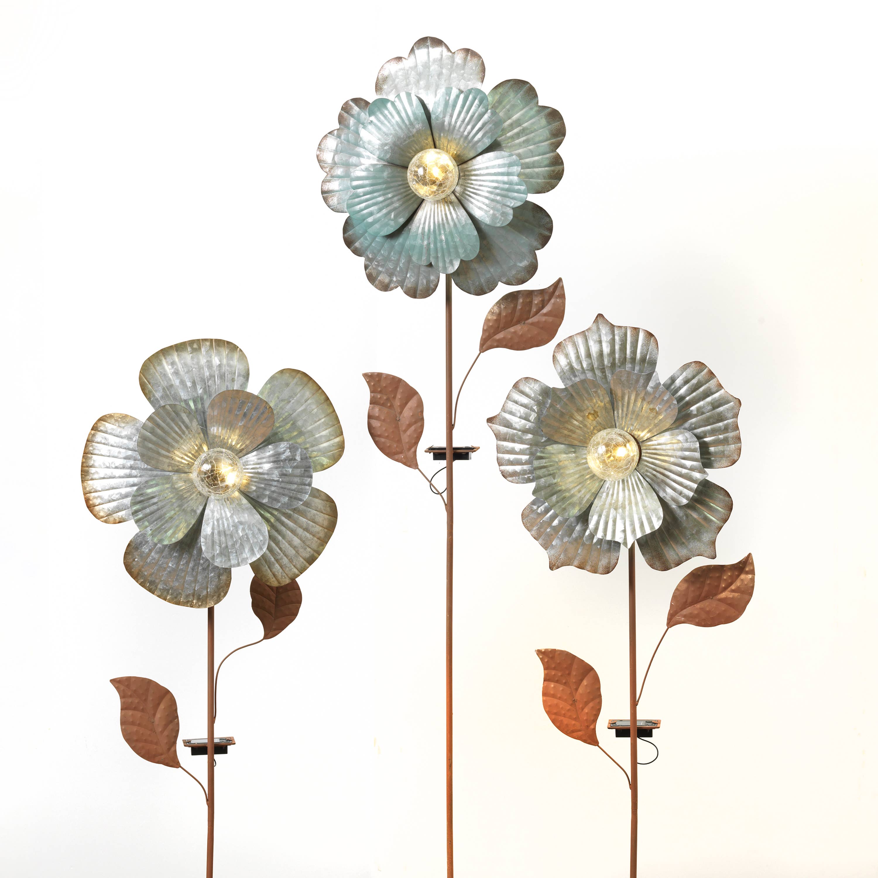 The Gerson Companies - Wholesale Garden/Lawn Stake - Discount 58"H Solar Lighted Galvanized Metal Flower Yard Sta1