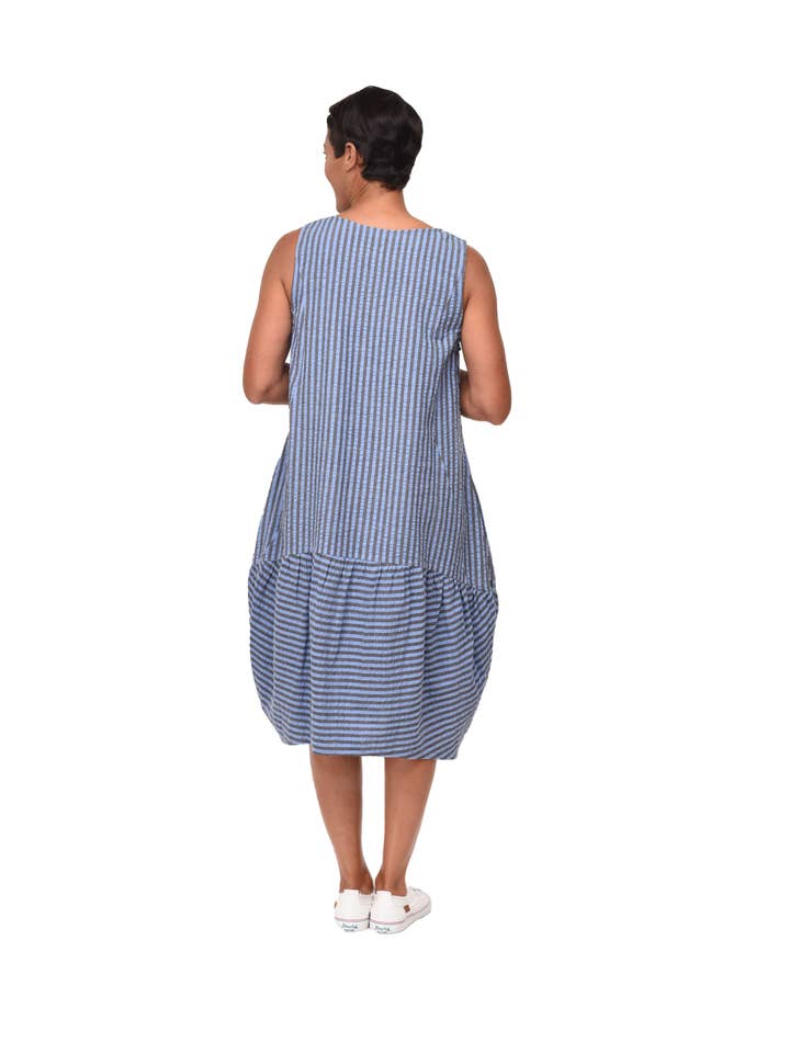 Tulip Clothing - Wholesale Dress - Women's - CV316 Sirena Dress in Doyle Seersucker Stripe