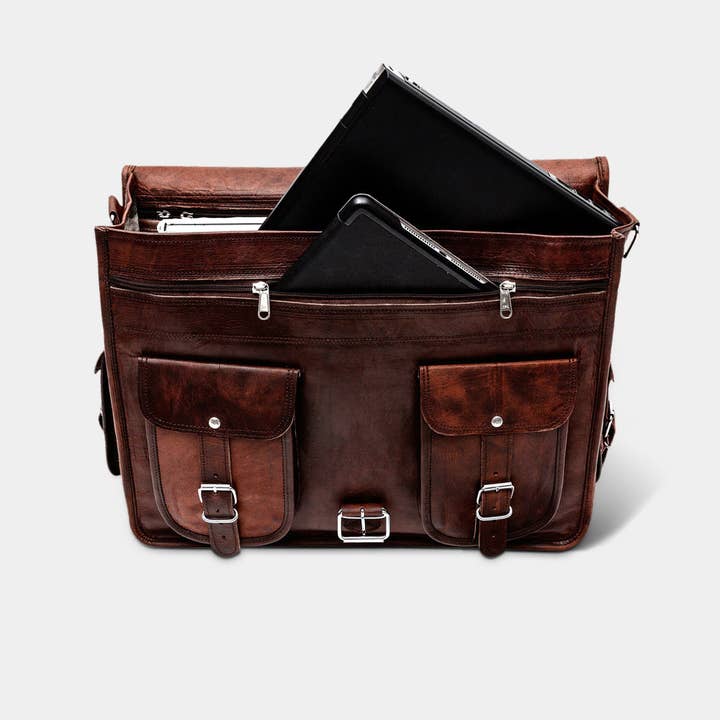 MaheTri LLC - Leather & Lifestyle Goods - Wholesale Messenger Bag - Men's - The Daily Leather Messenger Bag