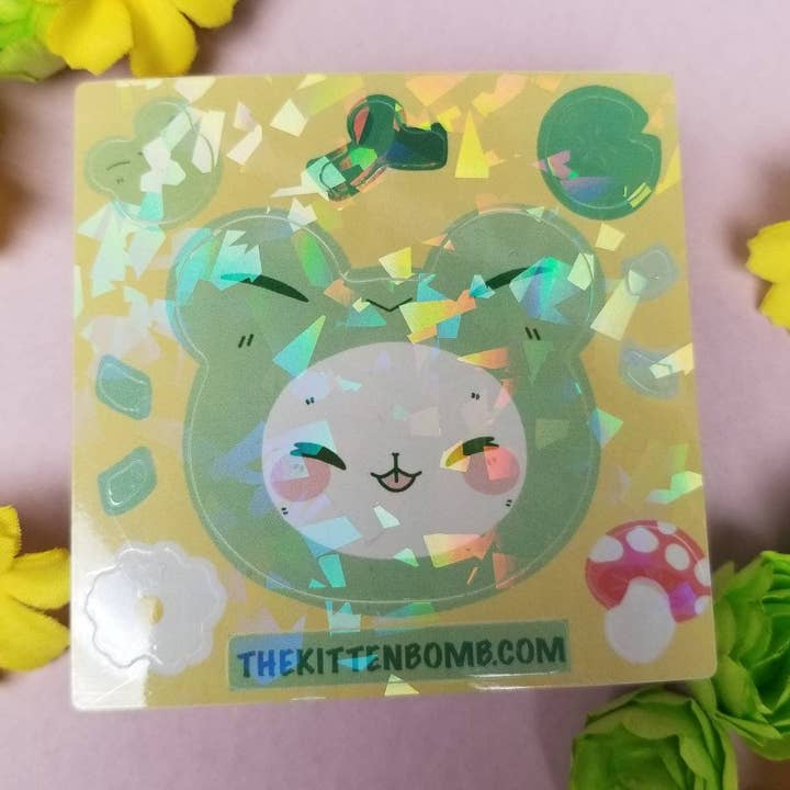Holo froggy/cat sticker for wholesale by TheKittenBomb