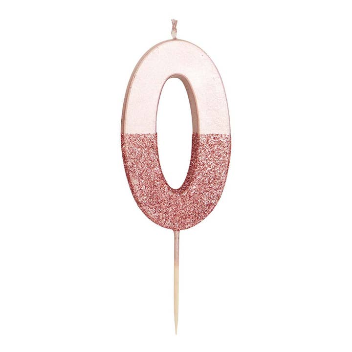 Talking Tables USA - Wholesale Cake Candle - Rose Gold Glitter Birthday Number Candles | 0-9 | Single |