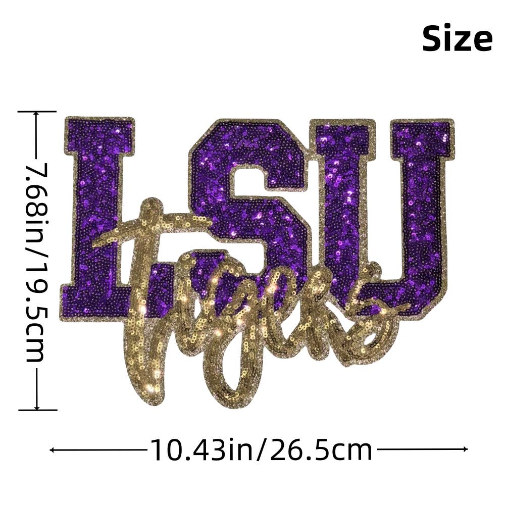 Rosie Posie Patches - Wholesale Patch - LSU Tigers Sequin Iron On Patch1