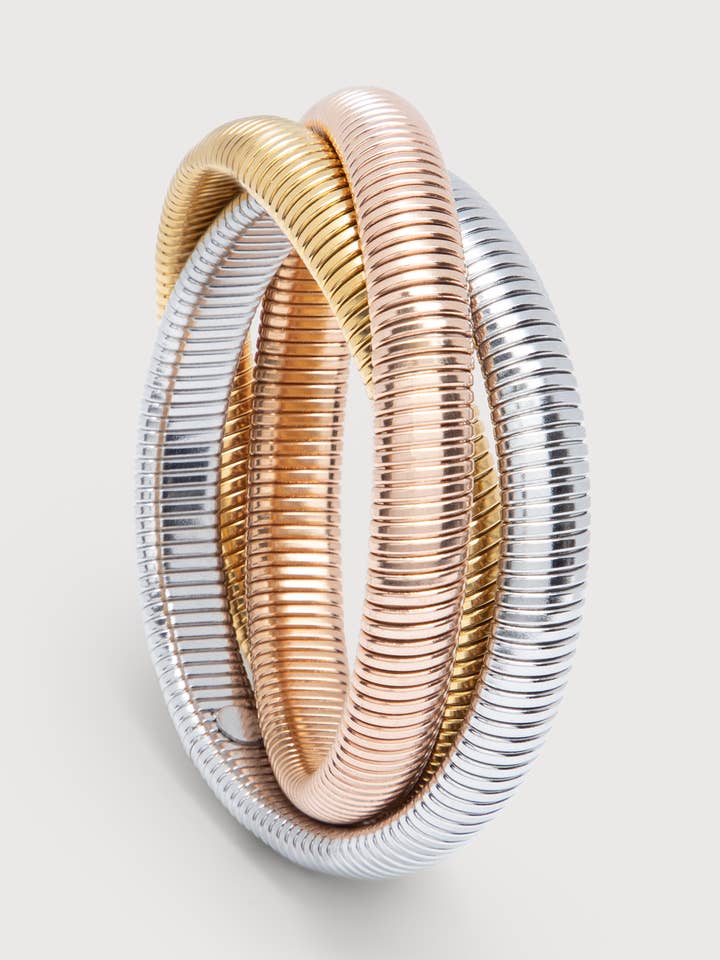 Three Tone Coil Bracelet for wholesale by SAACHI