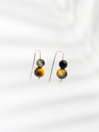 Seltene blaue Gold-Tigerauge- und Sterlingsilber-Ohrringe | negative Energie abwehren und Selbstvertrauen anziehen für den Großhandel von Think Unique