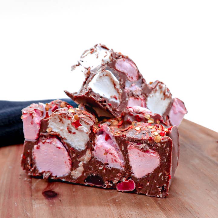 Milk Chocolate Chilli & Cinnamon Rocky Road for wholesale by Chocolate on The Rocks