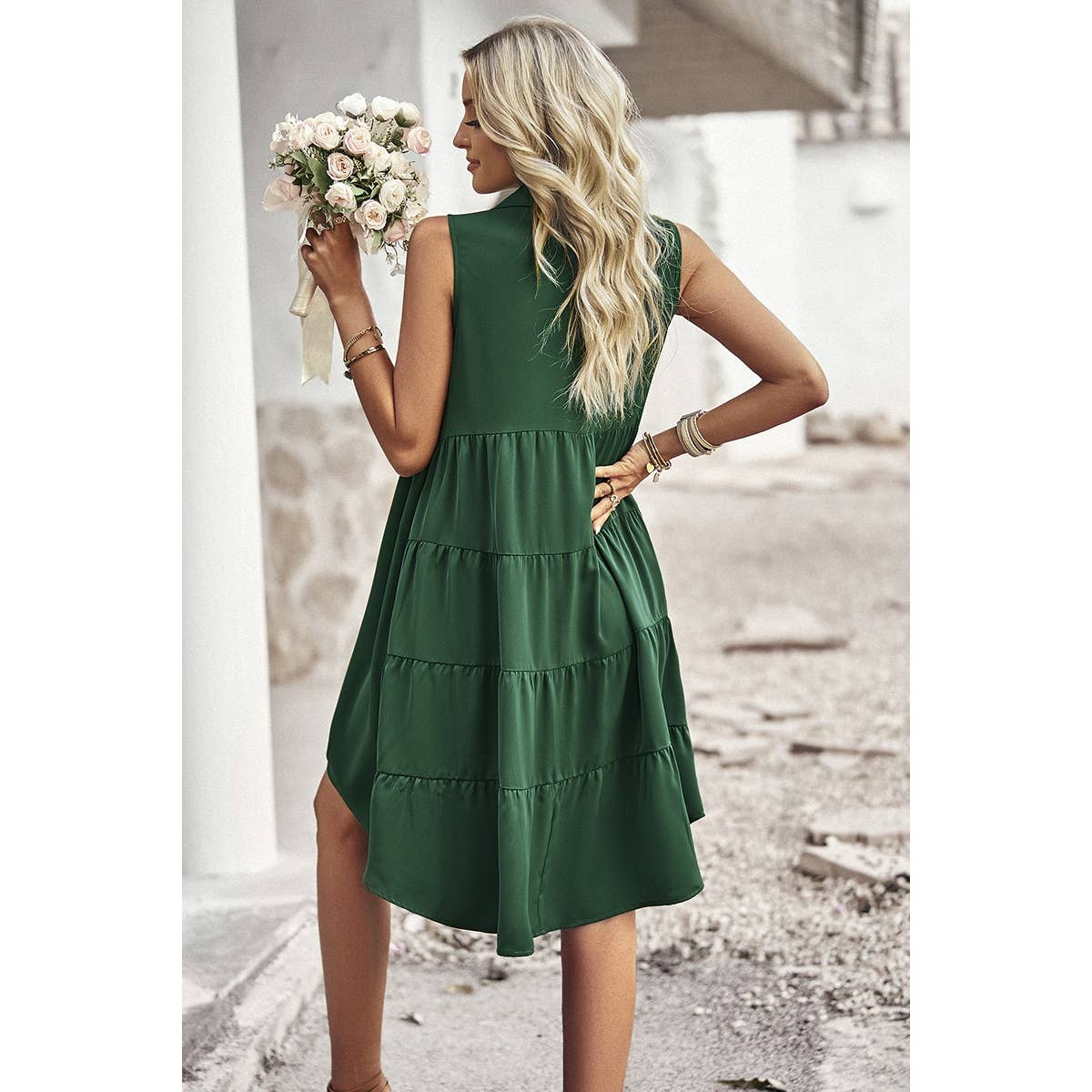 Supreme Fashion - Wholesale Dress - Women's - Sleeveless Solid Peplum Shirt Dress14