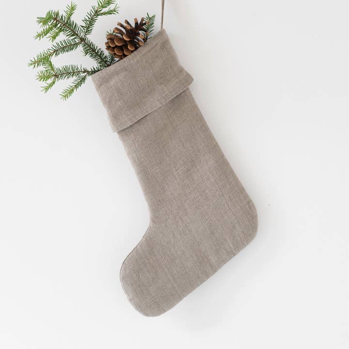 Natural Linen Christmas Stocking for wholesale by Linen Tales (We cover U.S. import duties)