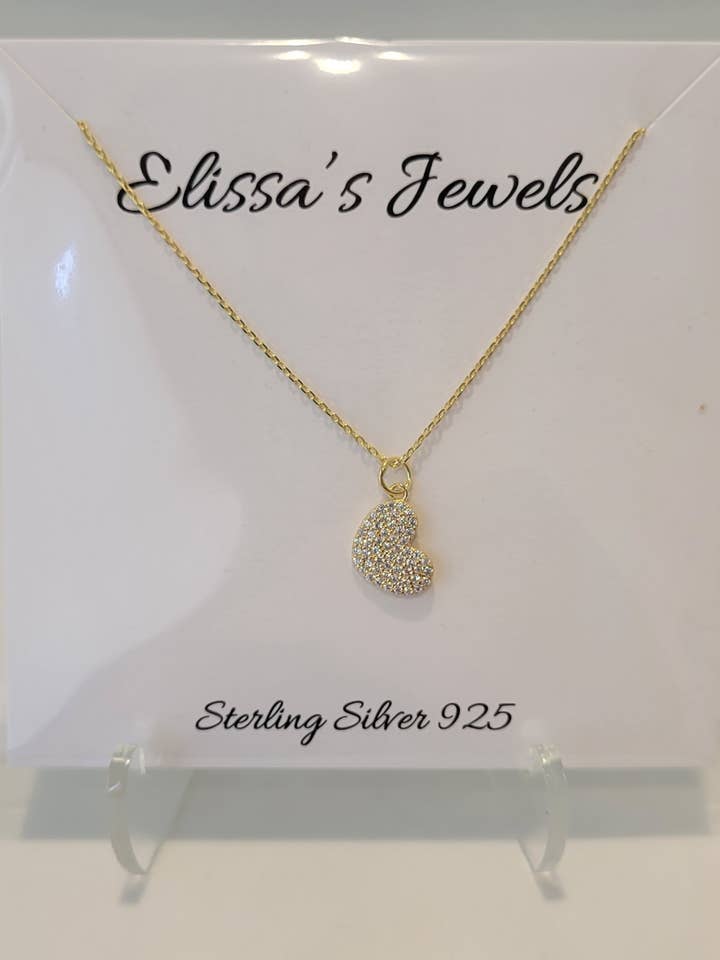 Collar de plata de ley 925 chapado en oro con circonita cúbica para venta al por mayor de Elissas Jewels