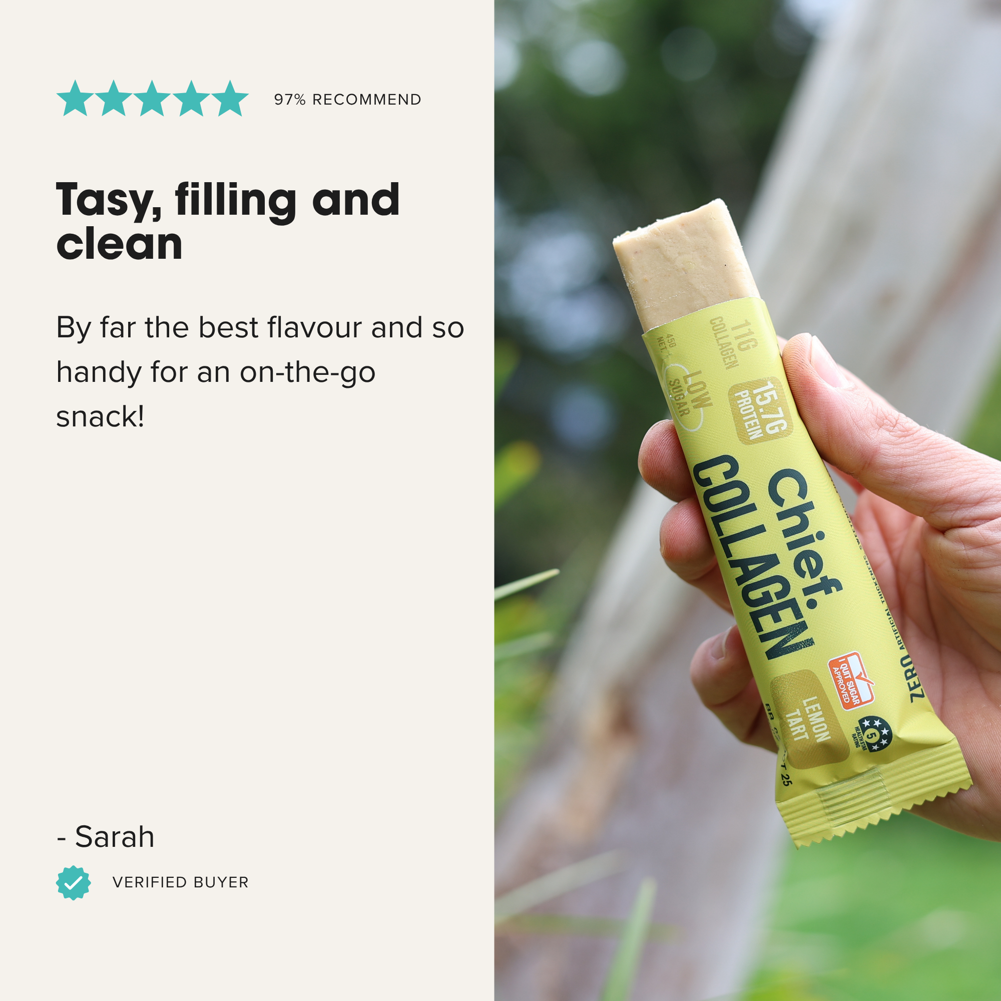 Chief Nutrition - Vente Barres de céréales - Barre Protéinée au Collagène - Tarte au Citron7