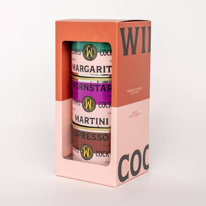 Presentförpackning inklusive 3 cocktails (PSMA, ESMA, MRGA) för wholesale av Williams Premium Canned Cocktails