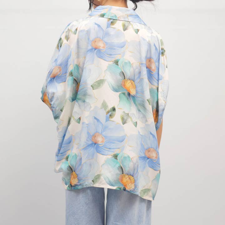 Oversized floral print shirt KD8758VP for wholesale by Cecile Wang