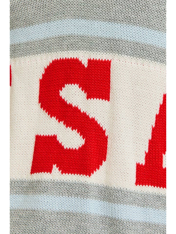 H GREY "USA" GRAPHIC LONG SLEEVE V-NECK SWEATER for wholesale on Faire