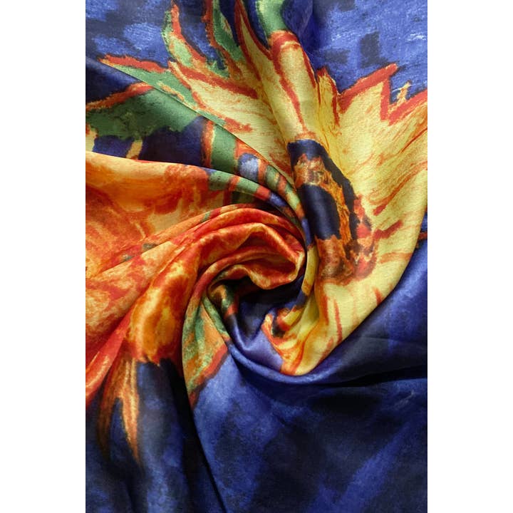 Fashion Scarf World - Wholesale Scarf - Women's - Van Gogh Six Sunflowers Print Silk Scarf4