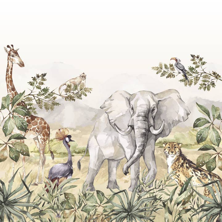 Walloha - Vente Décoration murale – enfant et bébé - Papier peint animalier - SAFARI ADVENTURE - Behang kinderkamer3