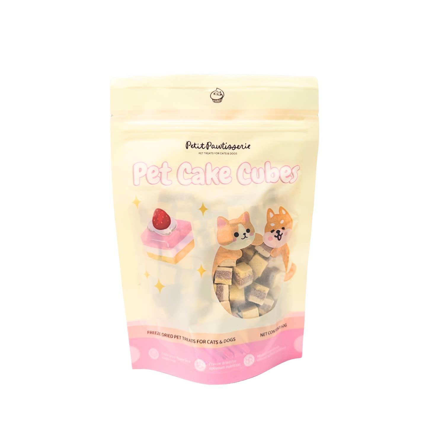 Petit Pawtisserie - Vente Friandises – chien - Friandises en cubes de gâteau de canard lyophilisé pour chats et chiens 50g3