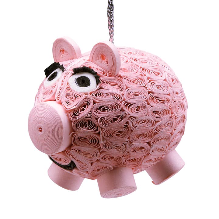 Smiling Pig Ornament for wholesale by Ten Thousand Villages