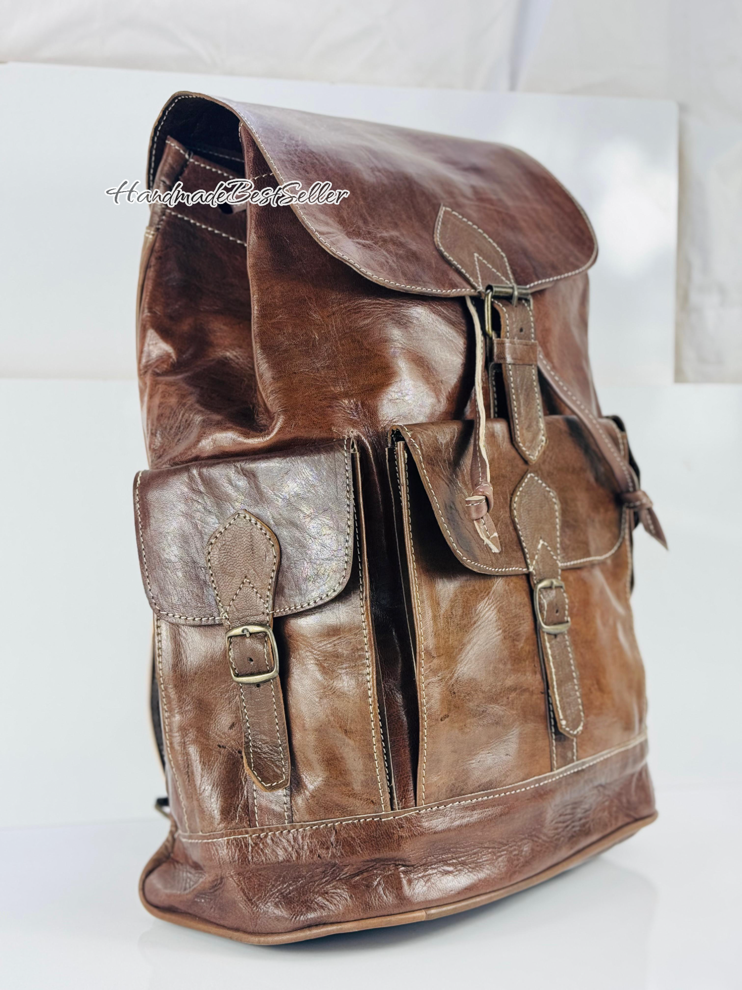 HandmadeBestSeller – wholesale Backpack – Unisex – Handmade Leather Backpack – Multi-Pocket Travel Bag3