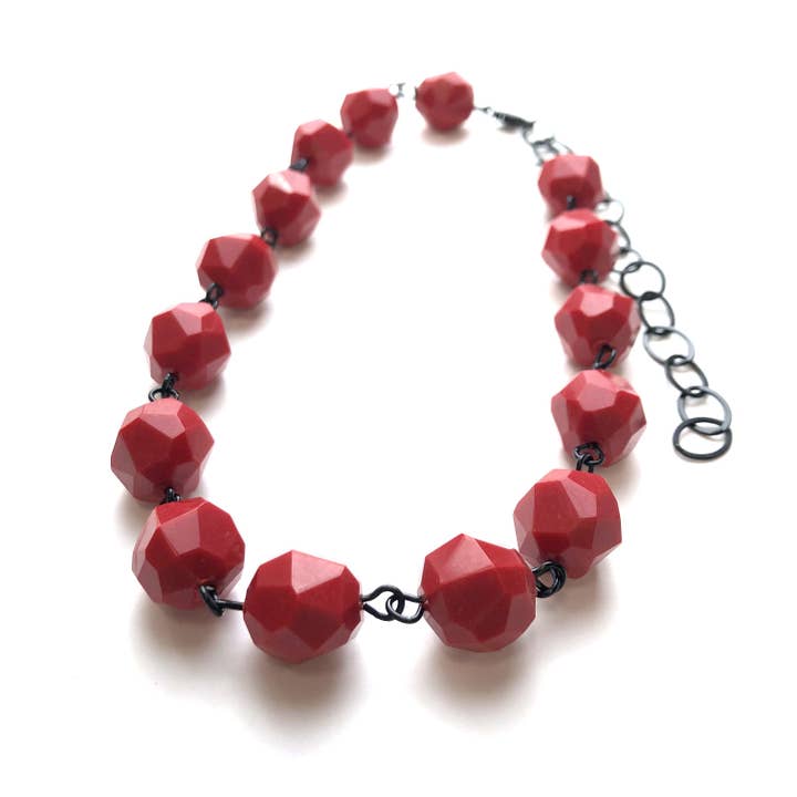 Cherry Red Faceted Bead Amelia Necklace for wholesale by Leetie Lovendale