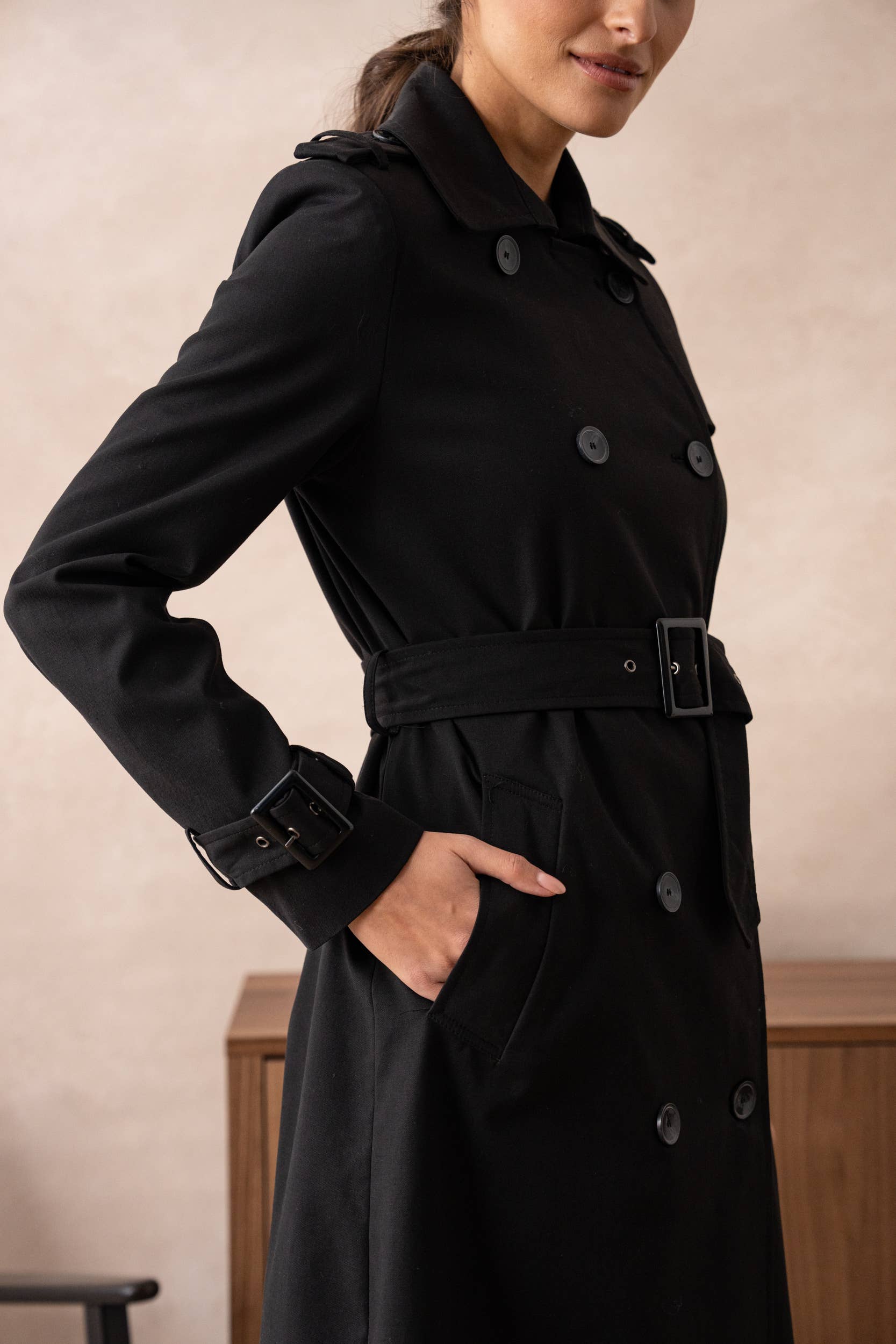 Attentif Paris - Wholesale Trench Coat - Women's - Long trench coat with cotton belt4