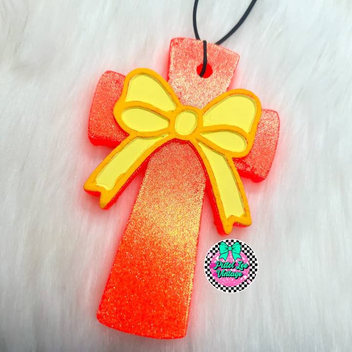 Cross w/ Bow Car Freshie for wholesale by Pistol Lee Vintage
