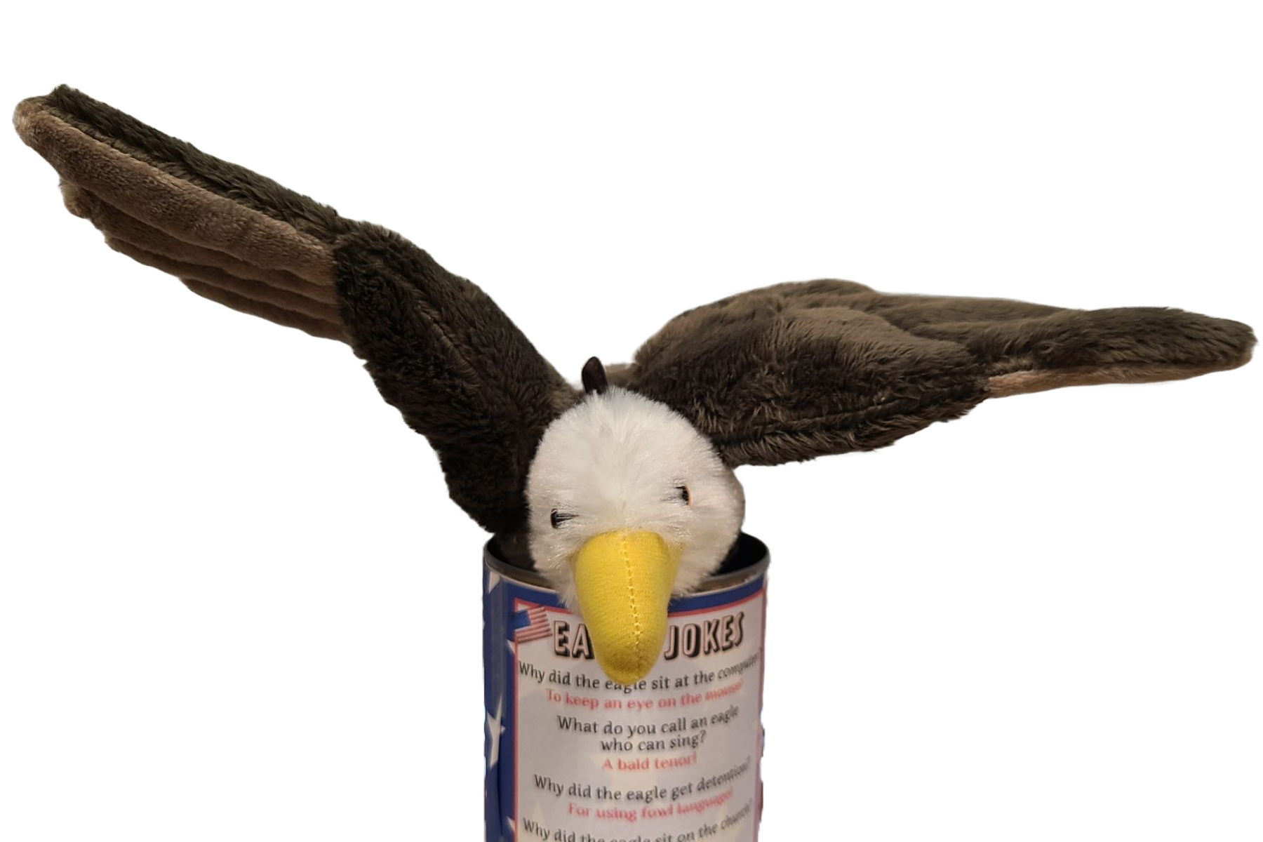 Canned Gifts - Wholesale Stuffed/Plush Toy - Kids & Baby - Canned Bald Eagle w/Jokes Plush Patriotic American Flag USA6