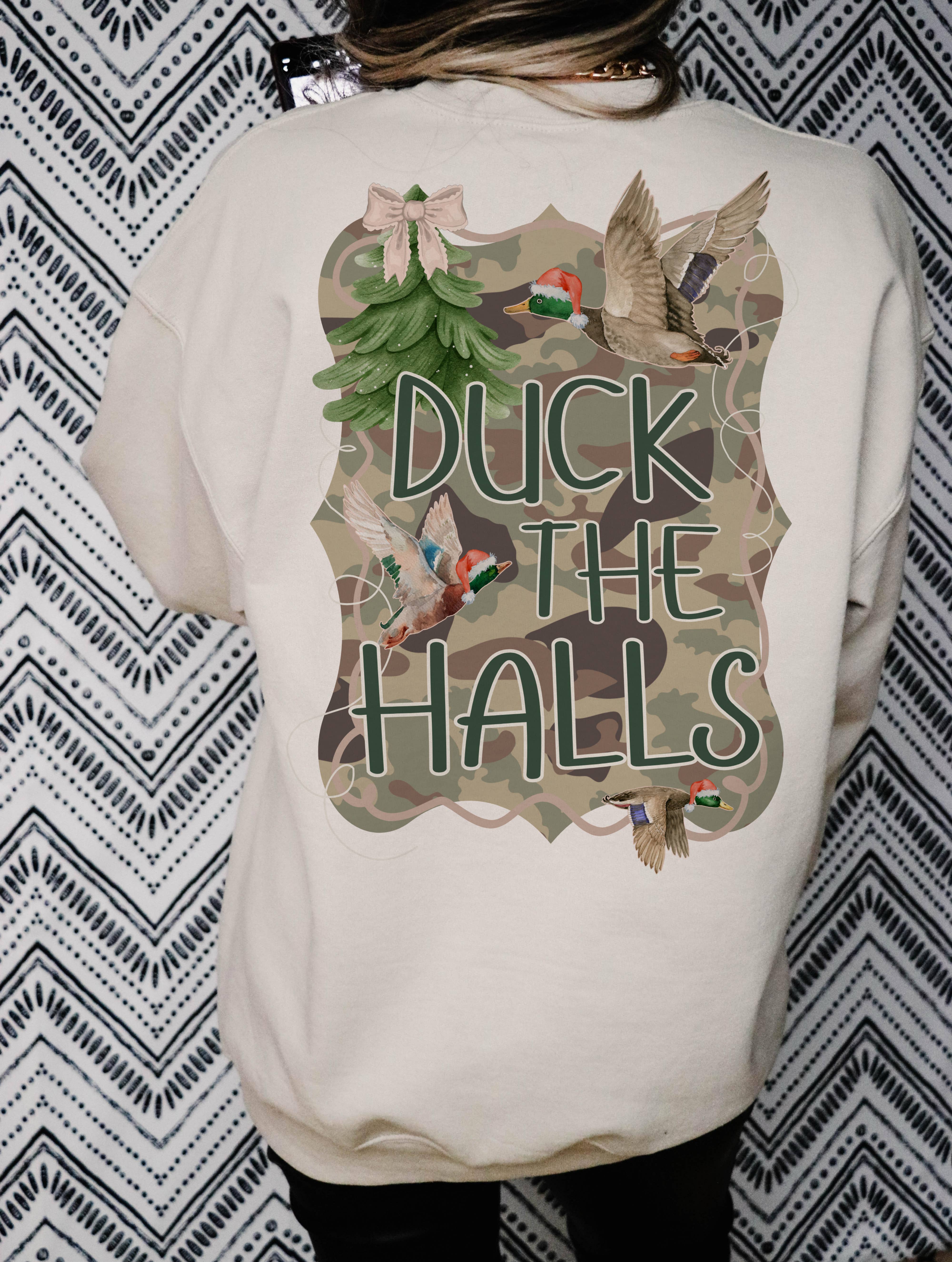 Front Porch Boutique - Wholesale Graphic Sweatshirt - Women's - Duck The Halls Sweatshirt 0