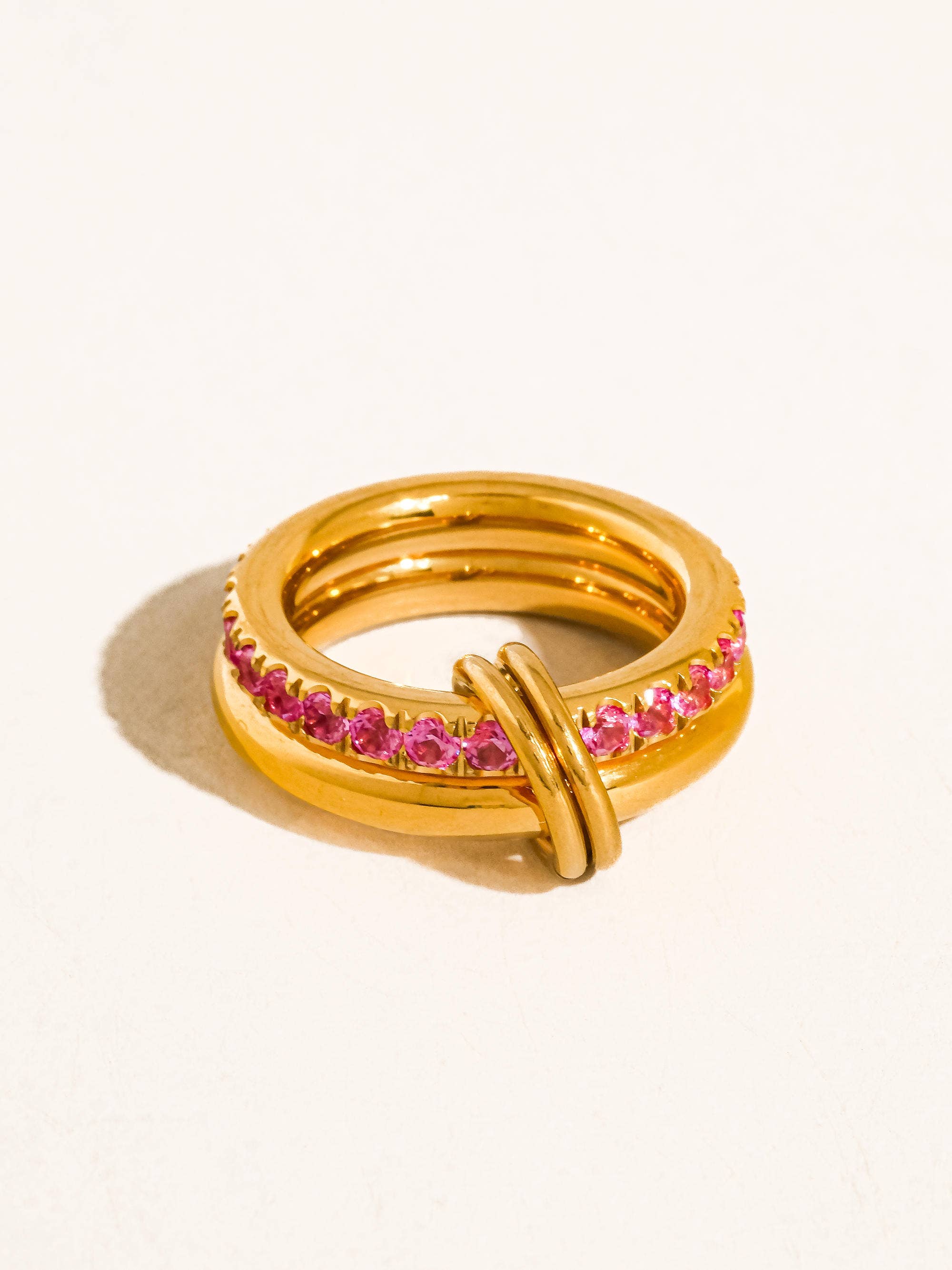 Flânerie by MAIQ - Wholesale Cocktail/Statement Ring - Justine 18K Gold Non-Tarnish CZ Double Hoop Ring3