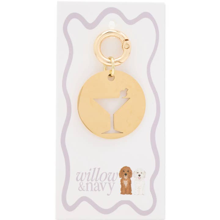 Willow & Navy - Wholesale Pet Collar Charm - Cat/Dog - Martini Dog Collar Charm
