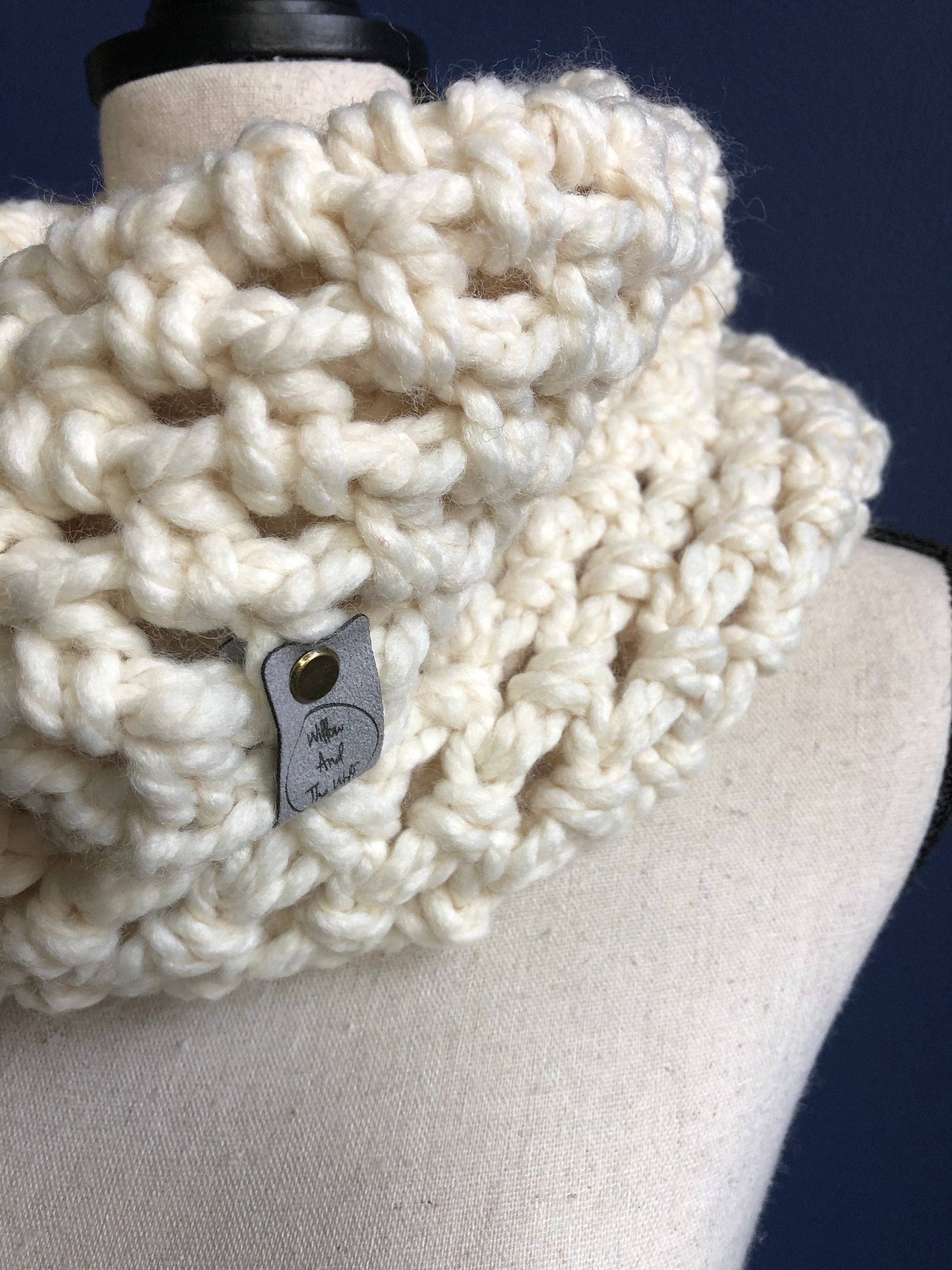 Willow And The Wolf Co - Wholesale Scarf - Women's - Chunky Knit Womens Scarf | Cream Wedding Scarf | Bulky Croch3