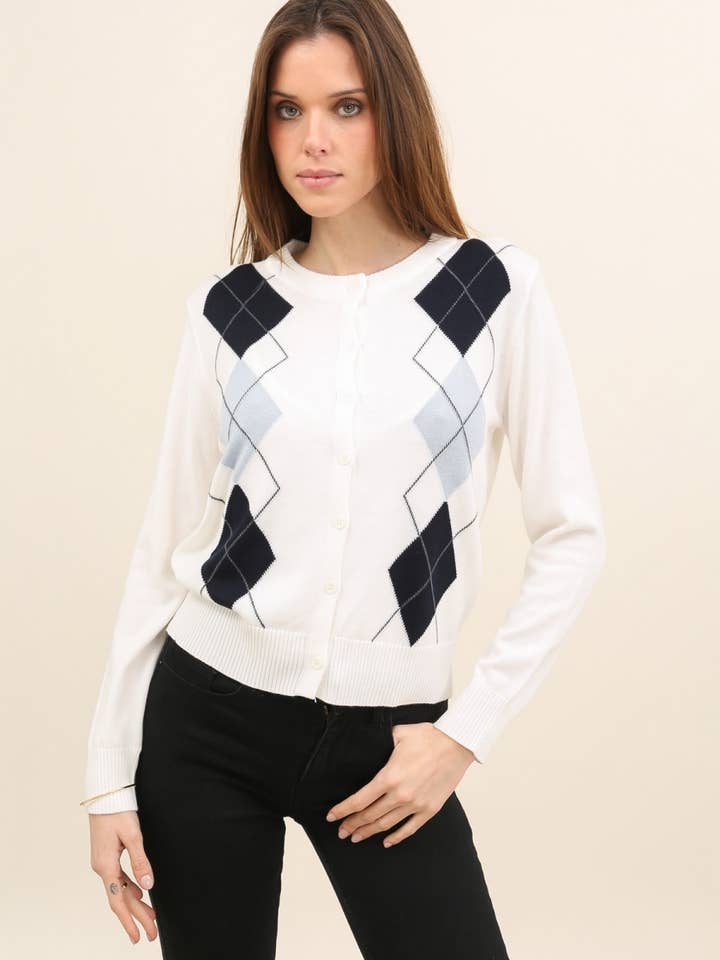 Diamond Knit Cardigan Vest – The Wise Elegance for wholesale by DIX-ONZE