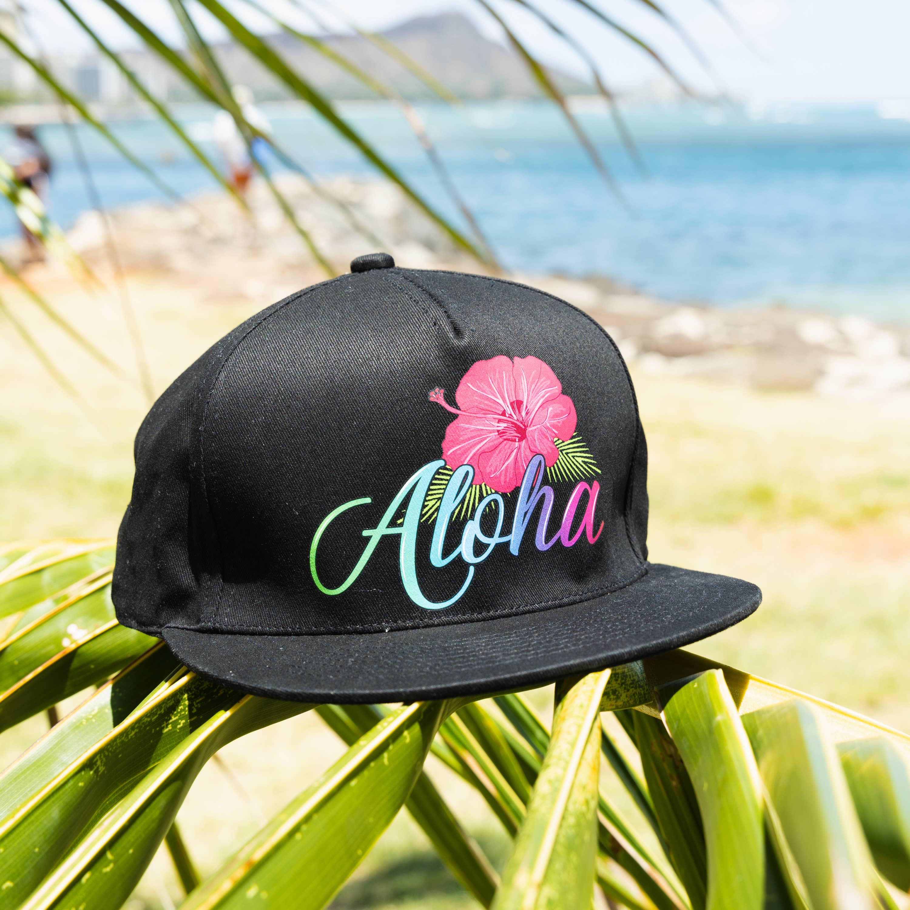 Aloha Designs - Wholesale Flat Brim Cap - Unisex - Aloha Hat with Colorful Hawaiian Aloha Hibiscus Print Hawaii1