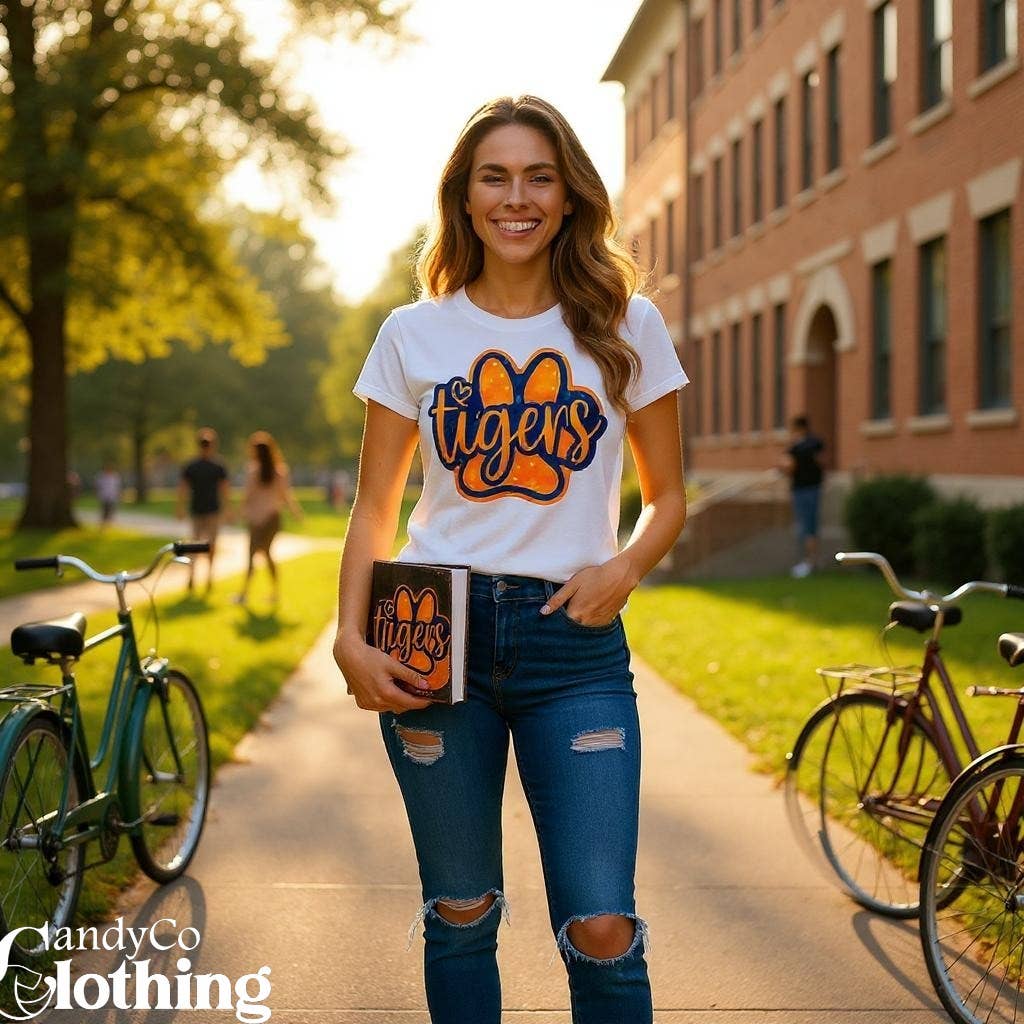 The Candy Collections - Vente T-shirt sérigraphié – femme - Allez les tigres t-shirt graphique tee fan de football tailgate Clemson0