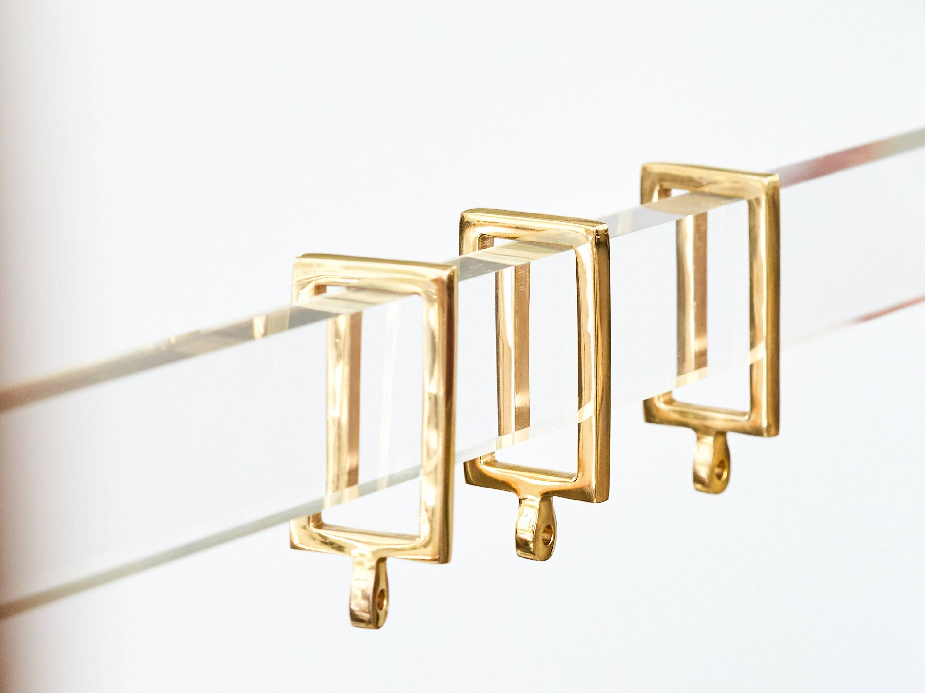LuxHoldups - Wholesale Curtain Rod - Brass Rectangle Curtain Rings for Lucite Rod by Luxholdups