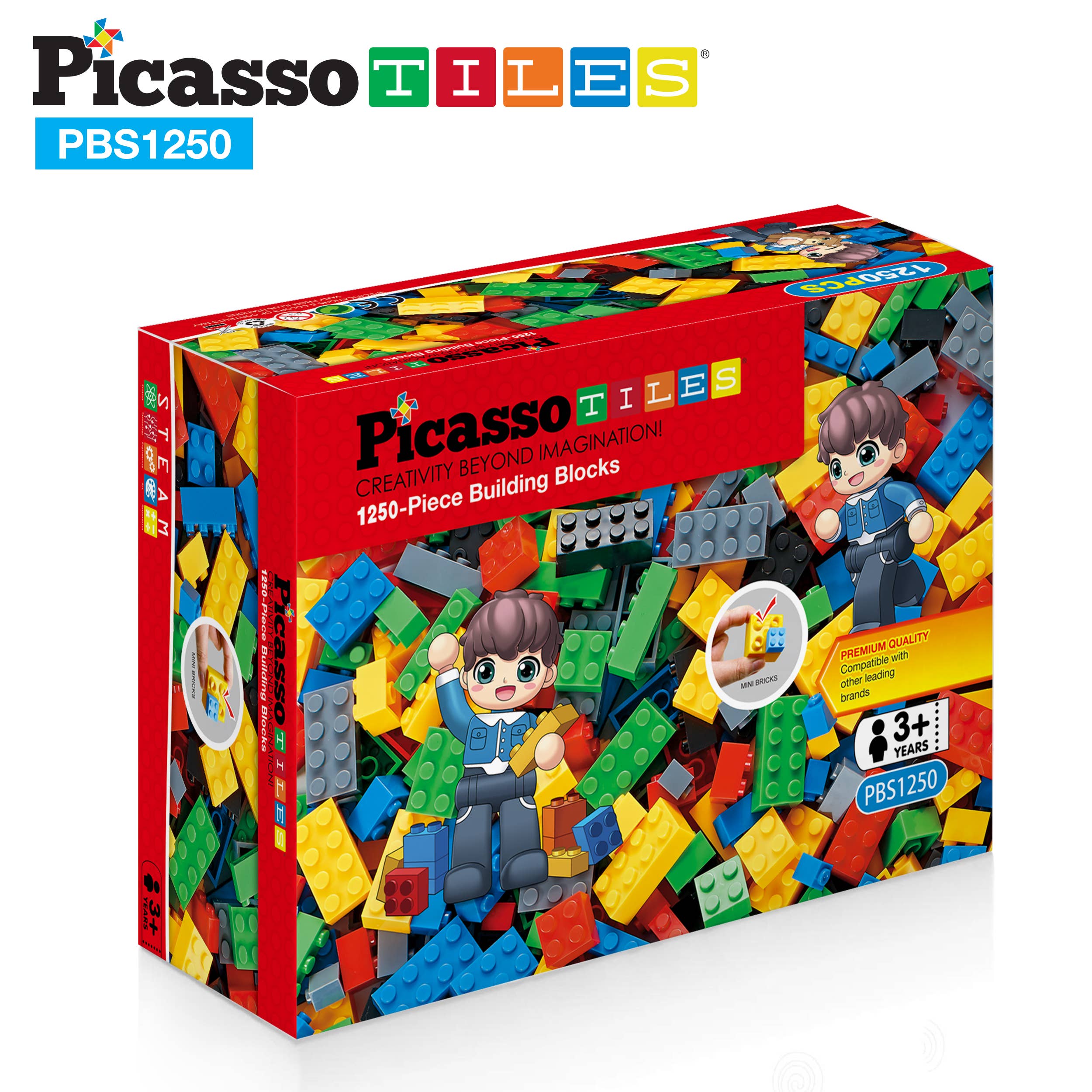 PicassoTiles - Wholesale Building Set - Kids - PicassoTiles 1250pc Brick & Magnetic Tile Building Set9