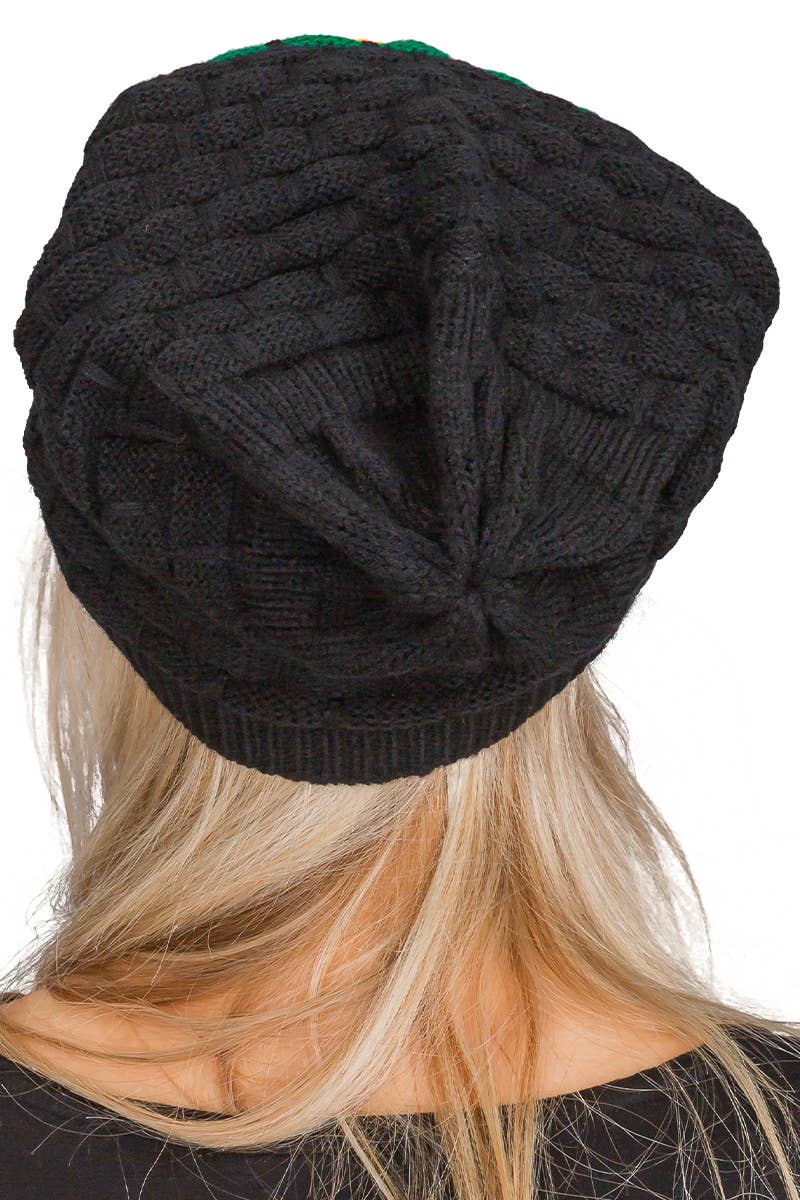 Cap Zone - Wholesale Beanie - Women's - Tri-Stripe Crochet Reggae Dreadlock Rasta Tam4
