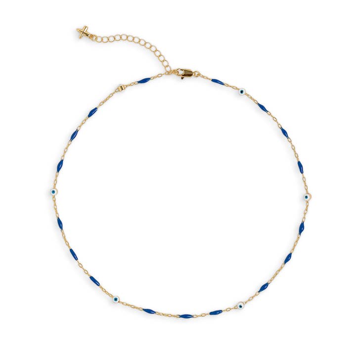 Halskæde med blå emalje og onde øje for engroshandel hos XUXA