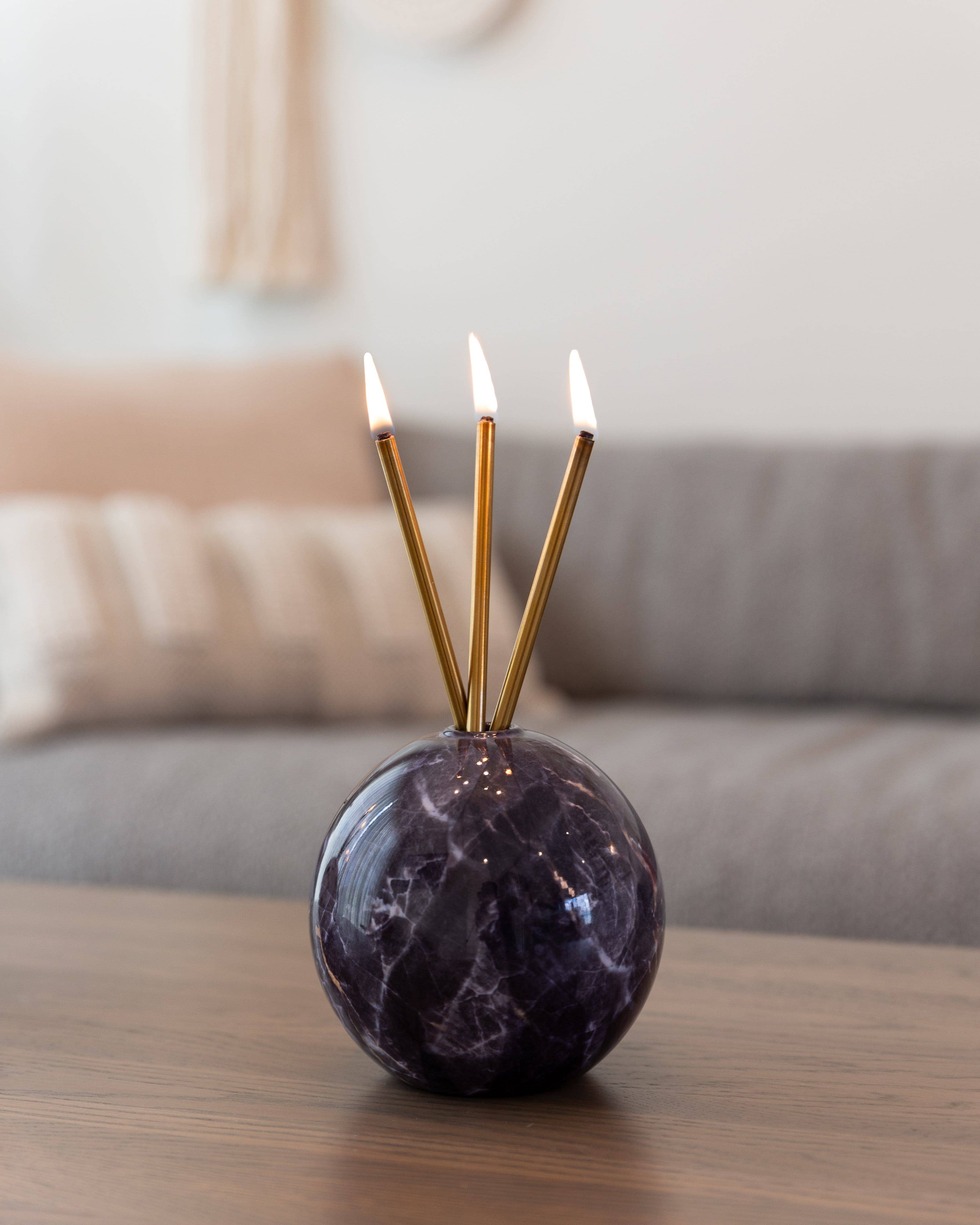 Everlasting Candle Co. - Wholesale Candle Holder - Neva Vase, Charcoal Marble Candle Holder [x6 Vases]10