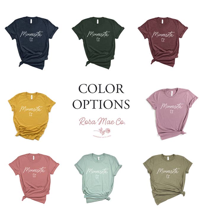 Rosa Mae Co - Wholesale Screen Printed T-Shirt - Women's - Minnesota Screen Printed Bella Canvas Tee1