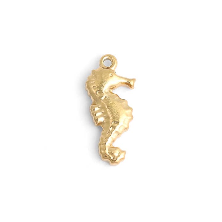 WJW - Wholesale Individual Charm/Pendant - 18K Gold PVD Stainless Steel Seahorse Charm